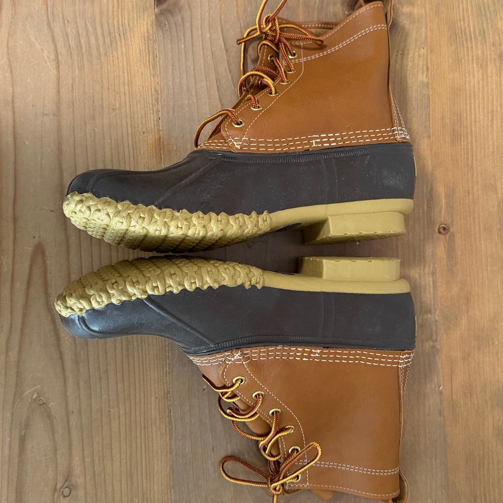 LL Bean Boots 8" Mens 9 M Duck Boots Tan Brown Waterproof Made in USA 175052 - Picture 8 of 14